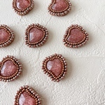 【復活作品】 ラメラメHeart&ビーズ刺繍イヤリング（テラコッタ）