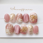 【カラー変更ok】菊（長春色）ネイルチップ　/Annaffiare   成人式　振袖　和装　マムシ爪　