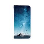 月と猫　帯なしハイクオリティ手帳型ケース　iPhoneケース