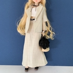 リネンハーフスリーブジャケット+スカート　ベージュ　22cmドール　ドール服　ピュアニーモ
