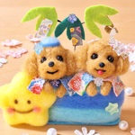 
七夕飾り 🎋 トイプードル ✨送料無料☆羊毛フェルト 7月 ぬいぐるみ 犬 夏