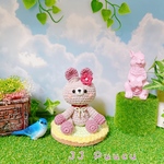 あみぐるみ　うさぎちゃん　コロンコロン　お花の髪飾り　【特別価格】