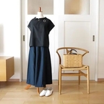 【受注制作】コットンリネンキャンバスタックキュロット（ネイビー）