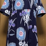 浴衣リメイク　木綿のウエストギャザーワンピース