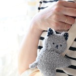 くっつきぬいぐるみ　ねこちゃん（ライトグレー）