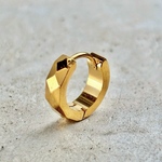 サージカルステンレス ダイヤカット ピアス つけっぱなし フープピアス ワンタッチ 開閉式フープ 金属アレルギー対応 キャッチレスピアス ユニセックス キラキラ シンプル ディリー ゴールド 1個 