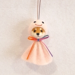 【受注作成】羊毛フェルトのてるてる坊主柴犬(ピンク)