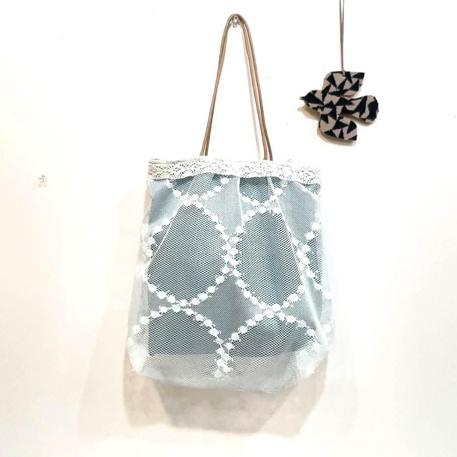 ハンドメイド♡ミナペルホネン♡新色ponnpia♡ブルー♡きんちゃくトート ハンドメイド♡ミナペルホネン♡新色ponnpia♡ブルー