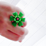 【4色】レースリボンのお花リング