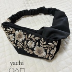 ❤️春夏オシャレ❤️インド刺繍リボンのクロスタイプのヘアターバン❤︎