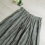 綿麻ワッシャーランダムチェック★タックスカート