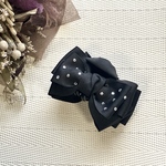 夜空のしずく　ラインストーン付きリボンのバンスクリップ