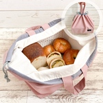 【New】パン屋さん用・パン教室用　マチ広コットンリネンエコバッグ（くすみピンク）