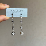Key of Life 百合の紋章 シルバークロス 十字架 サージカルステンレス ピアス/ニッケルフリー イヤリング（金属アレルギー対応）きれいめ クール シルバーピアス