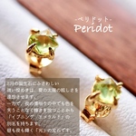 Peridot スクエアカット1粒販売片耳pierce3㎜高さ無し