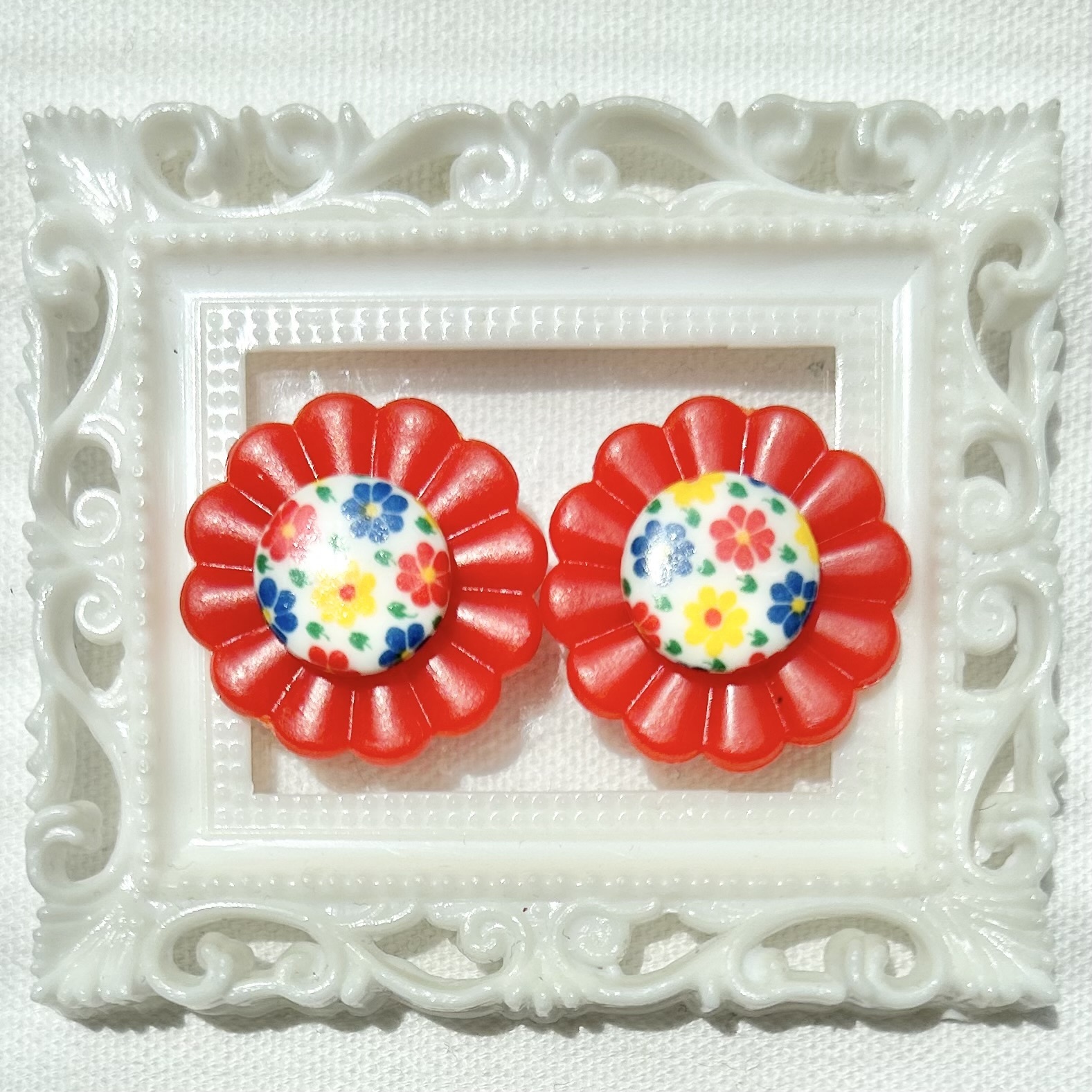 ❤️再販③❤️花はじきのピアス イヤリング 個性的 昭和レトロポップ 