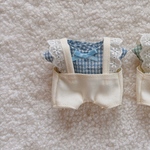 15cmぬいぐるみ用 フリルつりズボンセット(ivory/blue)