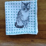 刺し子　猫ハンカチ　サバちゃん　