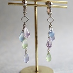 紫陽花きらり 手作りビーズの耳飾り ピアス/イヤリング/ノンホールピアス