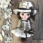 2683 ミディブライス さんのお洋服  きのこ×カーキ ワンピースBlythe ブライス リカちゃん アウトフィット 洋服 2