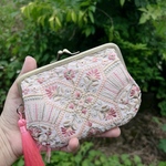 コンパクト親子がま口財布 インド刺繍生地親子がま口財布