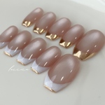 ＊french×french＊　ピンクベージュ　フレンチネイル　ミラーフレンチ　ゴールドフレンチ　スキニーフレンチ　フレンチライン　キレイめネイル