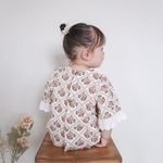 レトロ花柄袖レースブラウス