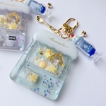 【夜空の𝚄𝙵𝙾キャッチャー×ミントブルー】　ハンドメイド　レジン　シャカシャカキーホルダー　シェイカー　ペンギンパフェ