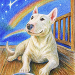 うちの子アート　プレミアムオーダー｜愛犬のイラストオーダー（色鉛筆イラスト）思い出・季節・日常も/ハガキサイズ