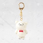 おでかけ！羊毛フェルトマスコットキーホルダー（白い子）No.1
