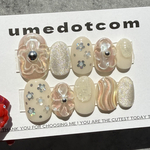 現品》ネイルチップ うるうるフラワー(白) ホワイトネイル 推しネイル 結婚式 うねうね ぷっくりフラワー