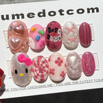 現品》ネイルチップ ピンクぴんくPINKネイル ネコ ぷっくりネイル ニュアンスネイル 推し色 ハート