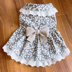 犬猫服　ワンピース♡試作品/グレーの花柄