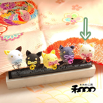 単品　白猫のUピン　つまみ細工　髪飾り