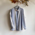 【国産播州織物】綿麻ストライプのゆったりシャツ