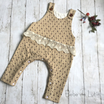 小花柄のフリル付きニットサロペット size80 