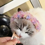 花冠　毛糸ペットアクセサリー　ヘッドドレス　犬服　猫服　かぎ針編み
