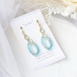 【期間限定価格】レースフラワー押し花のピアス/イヤリング　エメラルドグリーン
