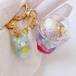 【 くま×𝙼𝚒𝚕𝚔𝚢 𝙼𝚘𝚘𝚗 𝚂𝚘𝚍𝚊 𝕊𝔼𝕋 】　シャカシャカフロート　ハンドメイド　レジン　シャカシャカキーホルダー　シェイカー　