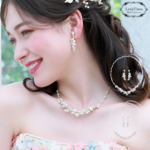 リーフ&パールネックレス･イヤリング/ピアスset PN-34|花嫁 ウエディング ウェディング 結婚式 小枝 パーティー お呼ばれ シンプル 細身 上品 華奢 ナチュラル かわいい 披露宴 お色直し