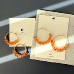 ガラスのジュエルフープ #オレンジ #ガラス #カラフルアクセサリー #色を楽しむ #14kgf #ノンホール #フープピアス #フープイヤリング