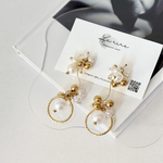 パールピアス　ゴールド　アクセサリー　レジン　ニュアンス　デザイン / ブライダル　ウェディング　結婚式　パーティー　お呼ばれ　卒業式　成人式　七五三　