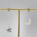 ˗ˏˋ 2wayˎˊ˗ 天然石のアシンメトリーピアス/S925/フローライト/ムーンストーン/チェーンピアス/天然石アクセサリー/金属アレルギー対応/星/