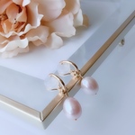【高品質】 ピンクパール 痛くないイヤリング 2way フォーマル  オフィス 春カラー 桜 フープイヤリング 華奢  ピアス見え 可愛い 大人 高品質