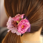 紅紫のヘアーアクセサリー