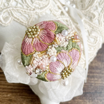 刺繍ブローチorヘアゴム✳︎pink Flower