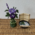 k様お取り置き品　ちりめん細工:朝顔の飾り(紫系)