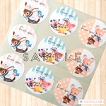 No.052◆レトロアニマルシール※For you 30枚◆丸型ラベル