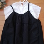 大人のビスチェ　キャミソール　スカラップレース刺繍　ダブルガーゼ　ML