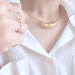 サージカルステンレス316  ぷっくりスマイルメタルのチョーカー　ネックレス　ゴールド